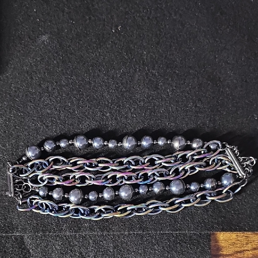 Sassy Jones Iridescent Chain and Bead Bracelet